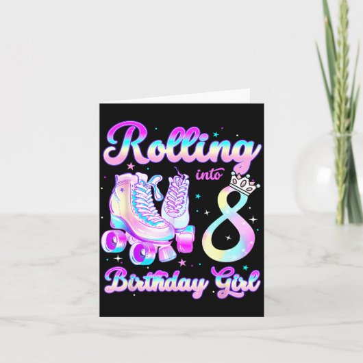 8歳の誕生日おめでとう ローラースケートギフト カード (正面)