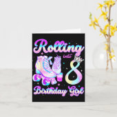 8歳の誕生日おめでとう ローラースケートギフト カード (黄色い花)