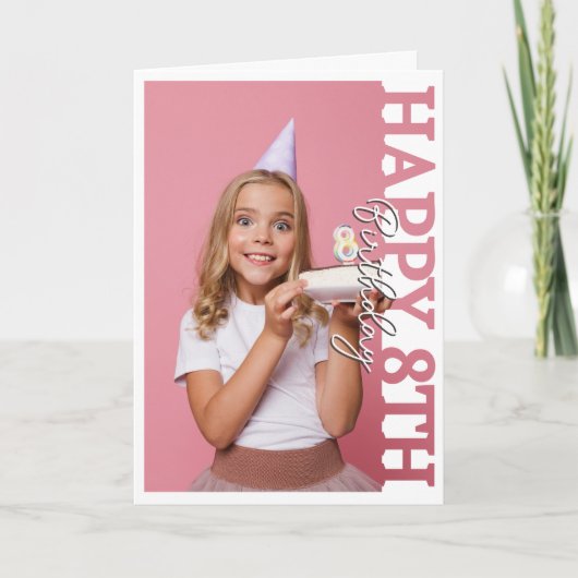 8歳の誕生日おめでとう 写真入りカード サンキューカード (正面)