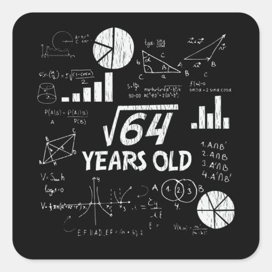 8歳の誕生日おめでとう 算数好きな子供へのギフト スクエアシール (正面)