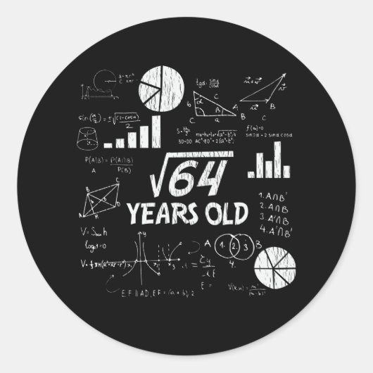 8歳の誕生日おめでとう 算数好きな子供へのギフト ラウンドシール (正面)