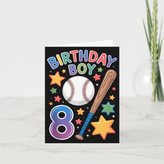 8歳の誕生日おめでとう 野球タンクトップ カード (正面)