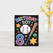 8歳の誕生日おめでとう 野球タンクトップ カード (黄色い花)