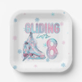 8歳の誕生日に滑り込むスケートで滑るパーティー ペーパープレート (正面)