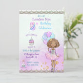8歳の誕生日の女の子プリンセス アフリカ系アメリカ人 招待状 (スタンド正面)