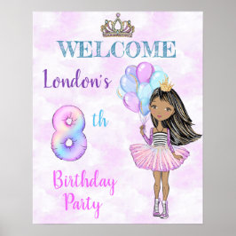 8歳の誕生日の女の子 プリンセス アフリカ系アメリカ人 ポスター