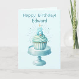 8歳の誕生日をお祝いする名入れのカップケーキカード カード