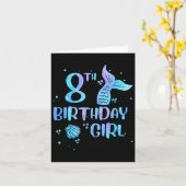 8歳の誕生日を迎えた女の子の人魚のデザイン。幼児のバックトゥー カード (黄色い花)