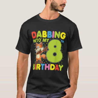 8歳の誕生日を迎えるダビング キツネ8歳の男の子用 Tシャツ