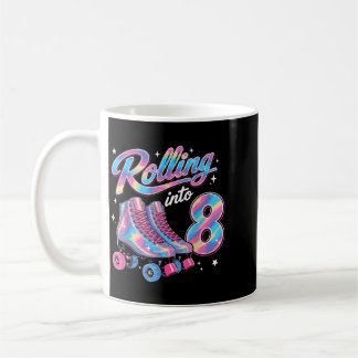 8歳の誕生日を迎えるローラースケートの女の子 コーヒーマグカップ