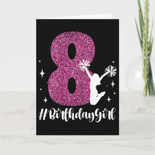 8歳の誕生日を迎える女子チアリーダー カード (正面)