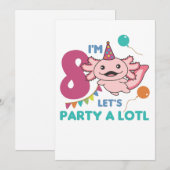 8歳の誕生日アクソロトル かわいい8歳 アクソロトルの贈り物 招待状 (正面/裏面)