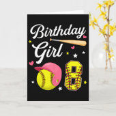 8歳の誕生日ガール ソフトボール エイト 誕生日 8才 エイト歳 カード (黄色い花)
