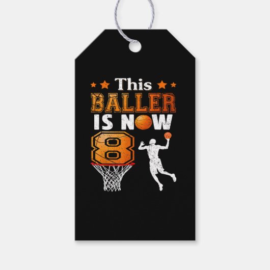 8歳の誕生日ギフトこのボールは今8歳 ギフトタグ (正面)