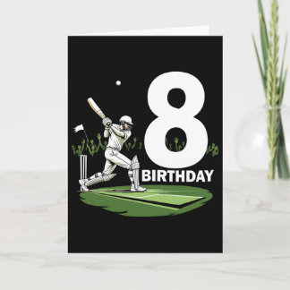 8歳の誕生日クリケットラバー楽しいデザイン カード