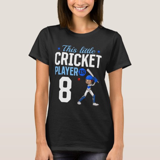 8歳の誕生日クリケット選手 Tシャツ (正面)