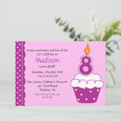 8歳の誕生日ケーキ招待状 招待状 (スタンド正面)