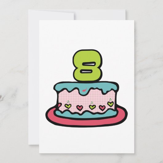 8歳の誕生日ケーキ カード (正面)