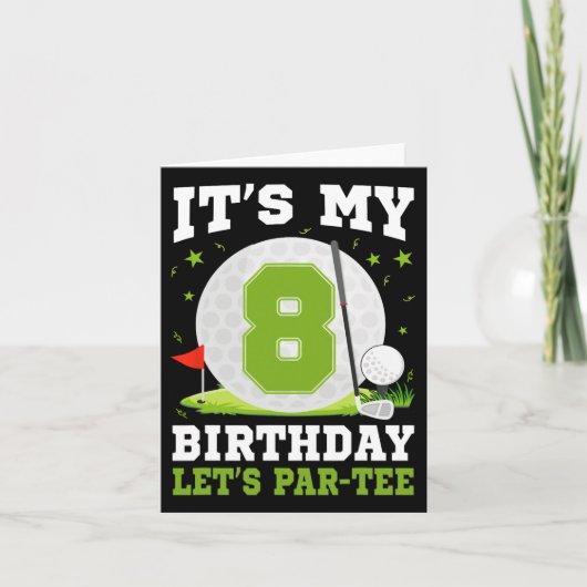 8歳の誕生日ゴルフ好き8歳の誕生日おめでとうパーティー カード (正面)
