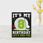 8歳の誕生日ゴルフ好き8歳の誕生日おめでとうパーティー カード (黄色い花)