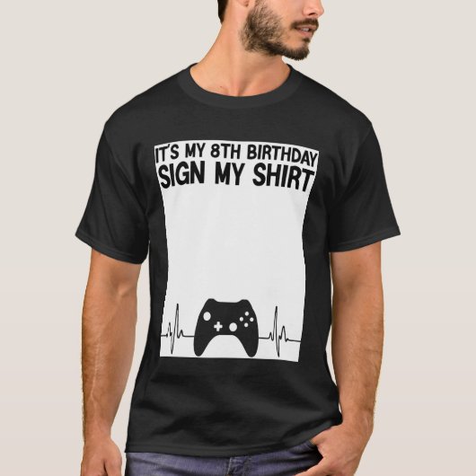 8歳の誕生日サインTシャツ 8歳 ゲーマー Tシャツ (正面)