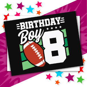 8歳の誕生日サッカー男子パーティーテーマ ポストカード