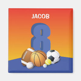 8歳の誕生日スポーツボール マグネット