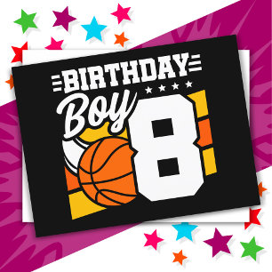 8歳の誕生日バスケットボールパーティーテーマ 男の子8歳 ポストカード