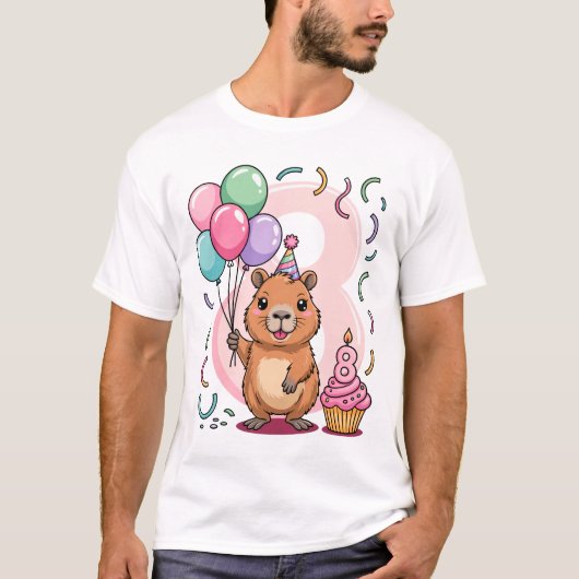 8歳の誕生日パーティーが楽しくなるカピバラTシャツ Tシャツ (正面)