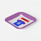 8歳の誕生日パーティー女の子の男の子を追加ネームスクエア ペーパープレート (傾斜あり)