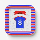 8歳の誕生日パーティー女の子の男の子を追加ネームスクエア ペーパープレート (正面)