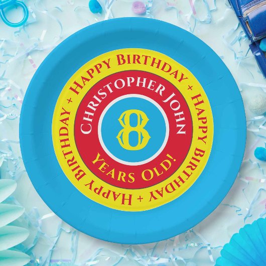 8歳の誕生日パーティー用紙皿 ペーパープレート
