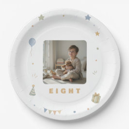 8歳の誕生日フォト入りペーパープレート(オーダーメイド) ペーパープレート