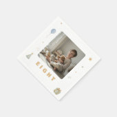 8歳の誕生日フォト入り紙皿 スタンダードカクテルナプキン (角)