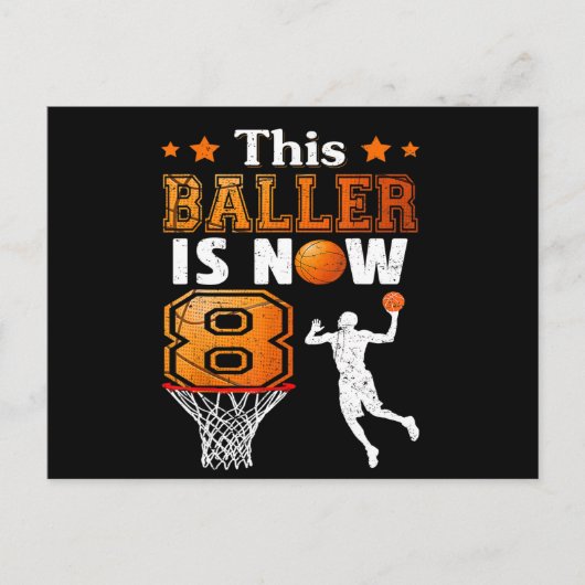8歳の誕生日プレゼント このバスケ少年は8歳になりました ポストカード (正面)