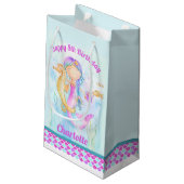 8歳の誕生日マーメイドとシーホースのアートカスタム スモールペーパーバッグ (裏面アングル)