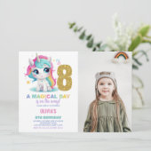 8歳の誕生日ユニコーンバースデー招待状の写真 招待状 (スタンド正面)