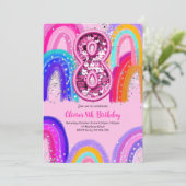 8歳の誕生日レインボー ピンクパーティー 招待状 (スタンド正面)