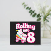 8歳の誕生日ローラースケート 8歳 ローラースケート ポストカード (スタンド正面)