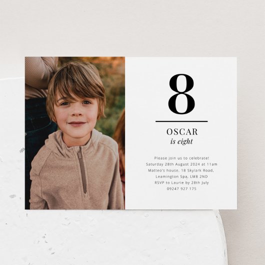 8歳の誕生日写真招待状 招待状