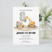 8歳の誕生日建設少年誕生日招待状 招待状 (スタンド正面)