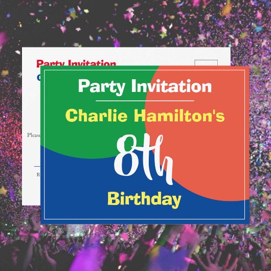 8歳の誕生日招待状ポストカード ポストカード