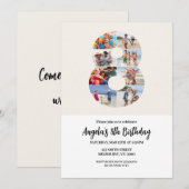 8歳の誕生日招待状 ミニマル - 数字の8 招待状 (正面/裏面)