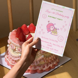8歳の誕生日招待状 女の子 招待状