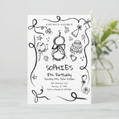 8歳の誕生日招待状 手描きの8歳の誕生日 招待状 (スタンド正面)