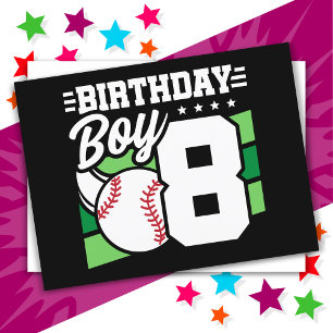 8歳の誕生日野球パーティーテーマ 男の子 ポストカード