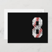 8歳の誕生日野球ビッグナンバーエイト8歳 ポストカード (正面/裏面)