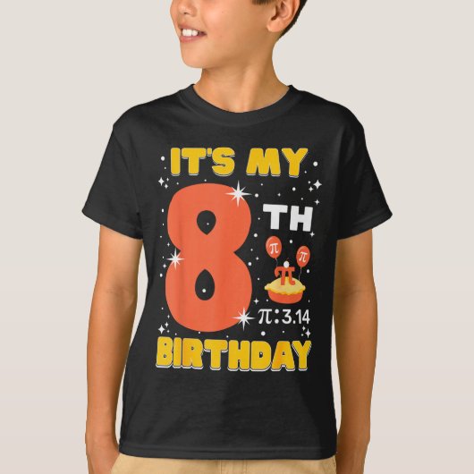 8歳の誕生日 πの日 数学 8歳 子供 男の子 女の子 ギフト tシャツ (正面)