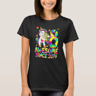 8歳の誕生日 おしゃれなタイダイ柄 ユニコーン ガールズ Tシャツ