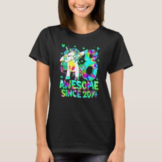8歳の誕生日 おしゃれなタイダイ ユニコーン ガールズ Tシャツ